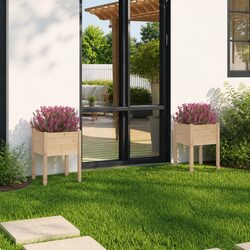 Garden Planters 2pcs 50x50x70 cm Raised Bed Wooden Outdoor Flower Box
