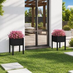 Wooden Garden Planters 2 Pieces Black 50x50x70 cm Raised Flower Bed Box