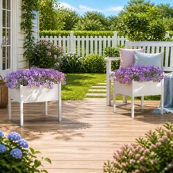 Garden Planters 2 pcs White 70x70x70 cm Outdoor Flower Boxes Deep Wide