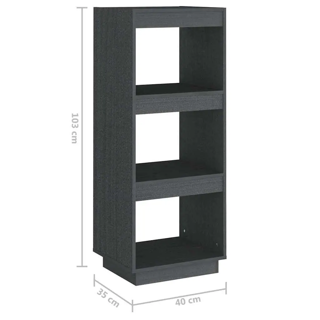 Bookshelf Room Divider Grey Solid Pinewood Storage 40x35x103cm