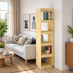 Book Cabinet Room Divider 40x35x167cm Solid Pinewood Bookshelf Storage Shelving