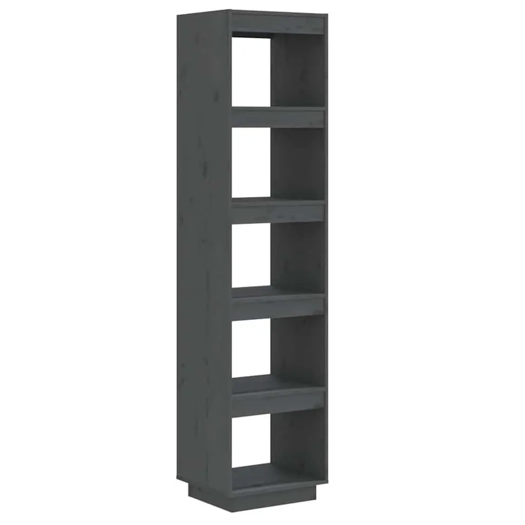 Book Cabinet Room Divider Solid Pinewood Grey 40x35x167 cm Storage Shelf