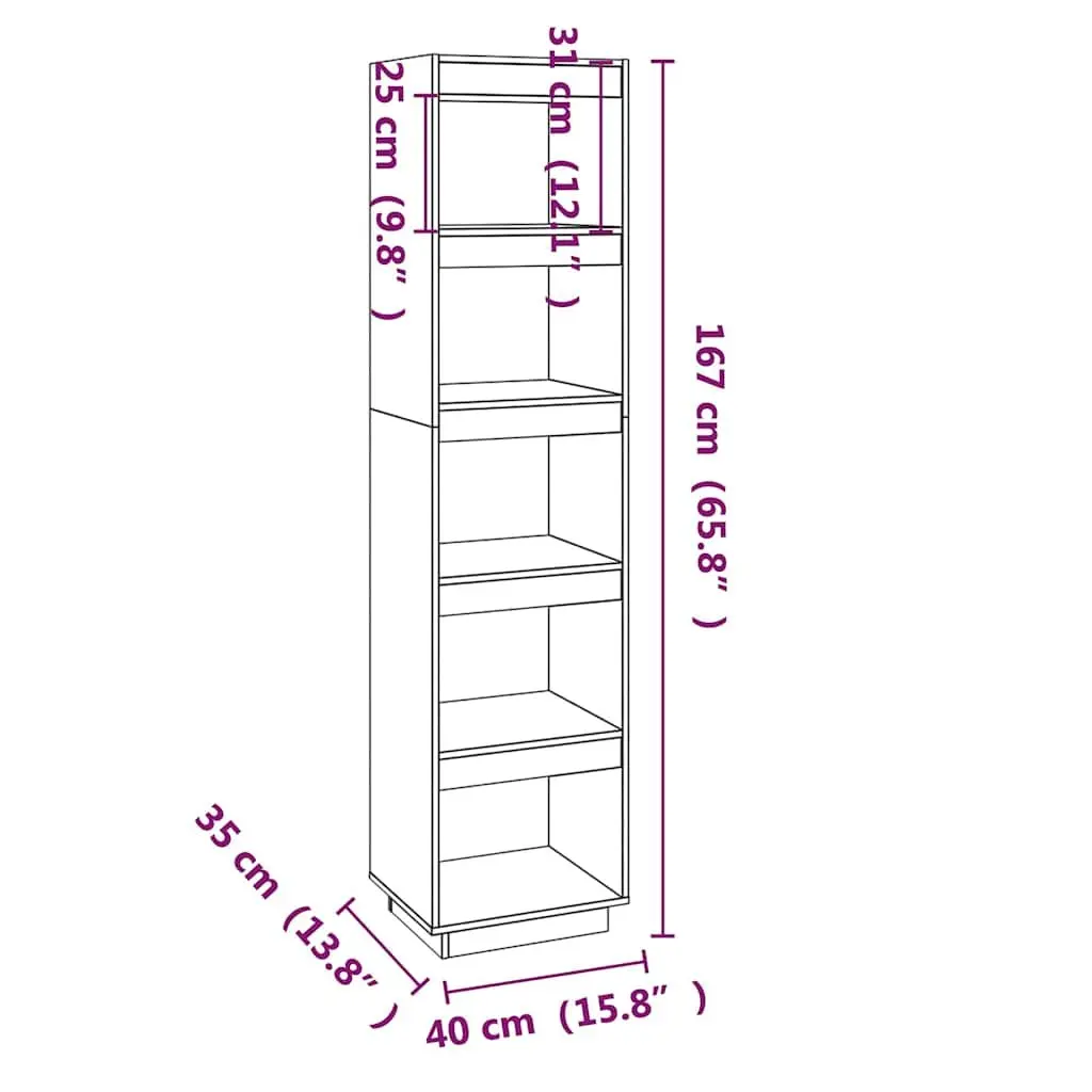 Book Cabinet Room Divider Solid Pinewood Grey 40x35x167 cm Storage Shelf