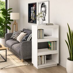 Book Cabinet Room Divider White Wooden Shelving Storage Display Bookcase