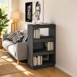 Book Cabinet Room Divider Grey 60x35x103 cm Solid Wood Pine Shelving Storage