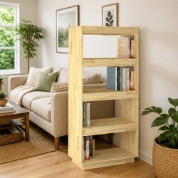Wooden Book Cabinet Room Divider Brown Shelving Unit Bookcase Storage Organiser