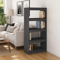 Book Cabinet Room Divider Grey Wooden Shelving Storage 60x35x135cm Standing