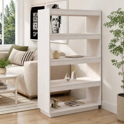 Book Cabinet Room Divider White Wooden Shelving Unit Storage Bookcase Organiser