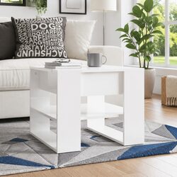 Coffee Table High Gloss White Storage Shelf Living Room Accent Furniture