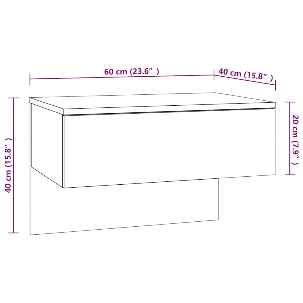 Wall-Mounted Bedside Cabinets Floating Storage Units 2 Piece High Gloss White