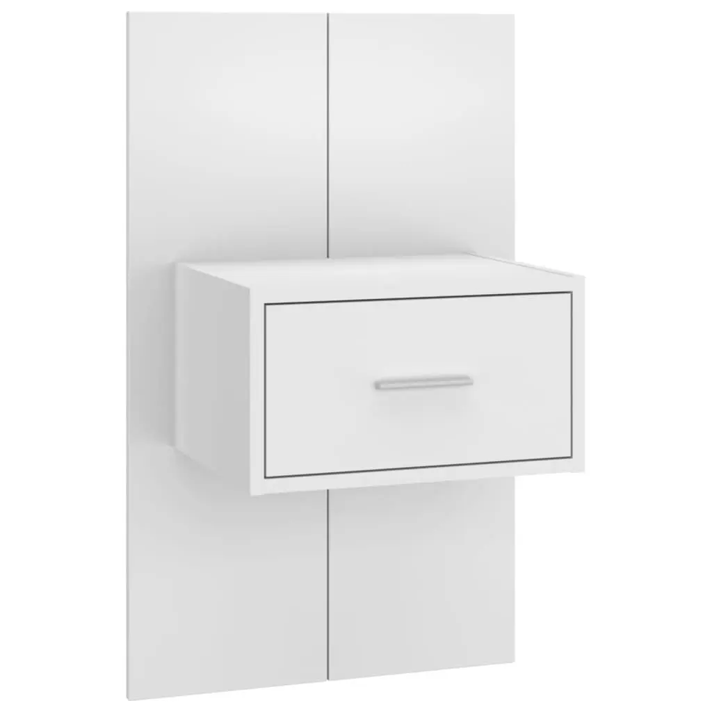 Wall-mounted Bedside Cabinet Floating Storage Unit High Gloss White