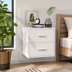 Wall-mounted Bedside Cabinet with Storage Drawer White Floating Bedroom