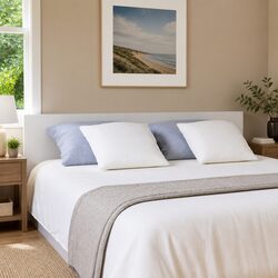 White Bed Headboard 200 cm Wall-Mounted Engineered Wood Bedroom Furniture