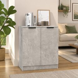 Grey Sideboard Storage Cabinet Engineered Wood Living Room Buffet Display Unit