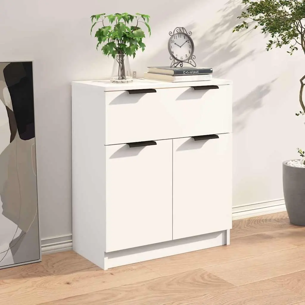 Sideboard Storage Cabinet with Drawer and Doors 60x30x70 cm White Engineered Wood