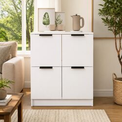 Sideboard White 60x30x70 cm Storage Cabinet with 4 Doors Engineered Wood