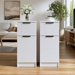 White Sideboard Cabinet 30x30x70cm Storage Unit 2 Compartments Drawer