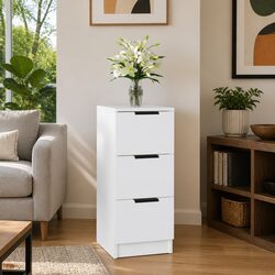 Sideboard White 30x30x70 cm Storage Cabinet 3 Drawers Living Room Furniture