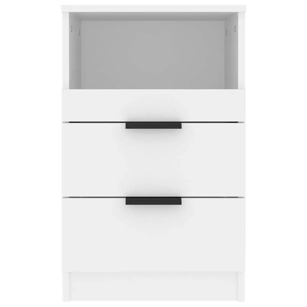 Bedside Cabinet Engineered Wood 2 Drawers 1 Compartment White