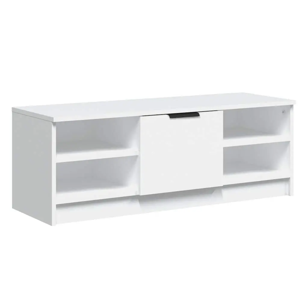TV Cabinet Engineered Wood Storage Unit White Media Console with Shelves