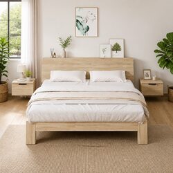 Wall-Mounted Bedside Cabinet 34x30x20cm Floating Storage Organiser Brown Oak