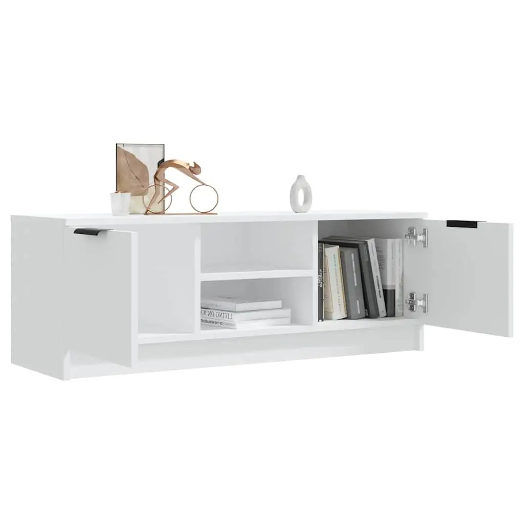 TV Cabinet Engineered Wood Storage Unit 102x35x36.5 cm White with Open Closed Compartments