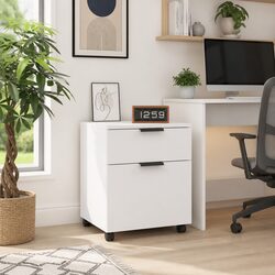 Mobile File Cabinet with Wheels White Storage Desk Organizer 45x38x54cm