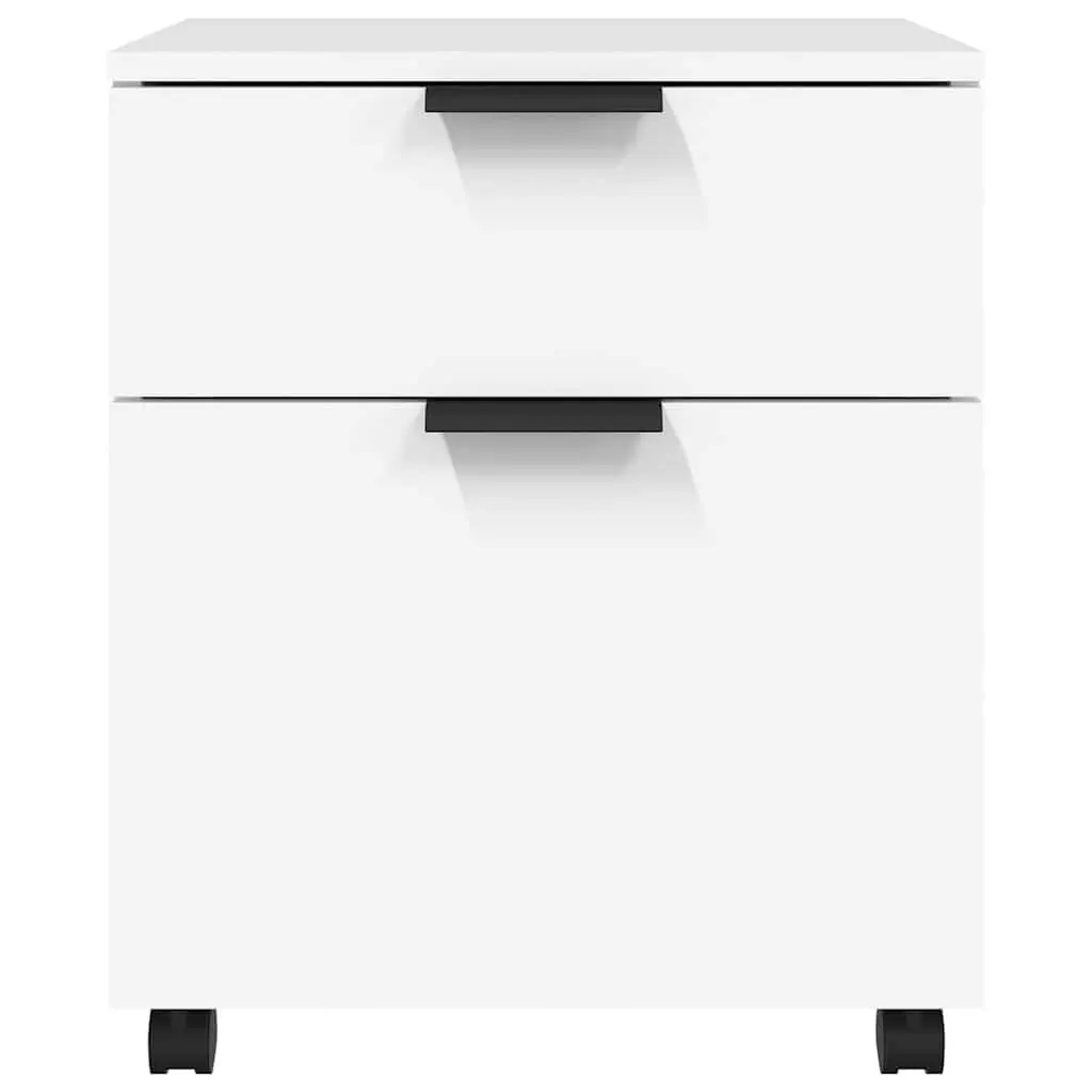 Mobile File Cabinet with Wheels White Storage Desk Organizer 45x38x54cm