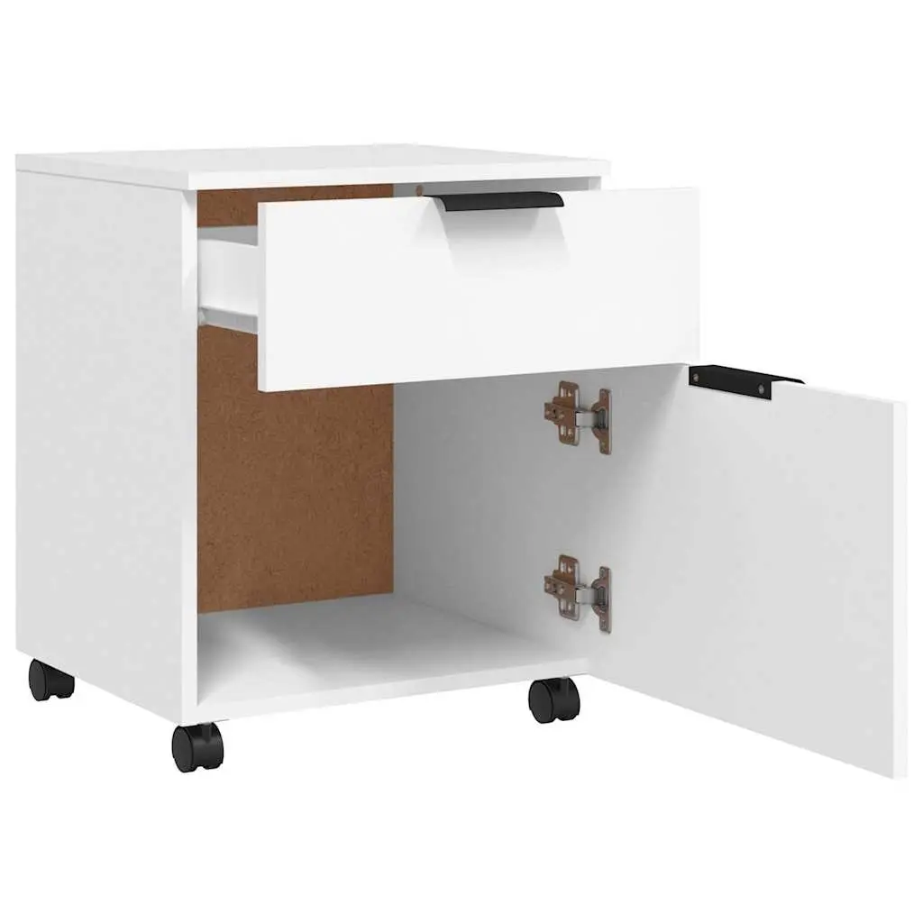 Mobile File Cabinet with Wheels White Storage Desk Organizer 45x38x54cm