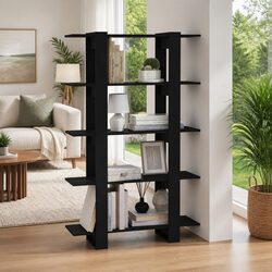 Black Book Cabinet Room Divider Bookshelf Storage Shelving Unit 100x30x160cm