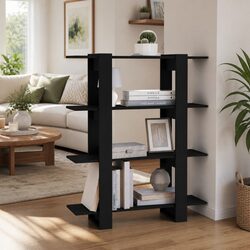 Black Book Cabinet Standing Shelf Storage Organiser Room Divider Bookcase