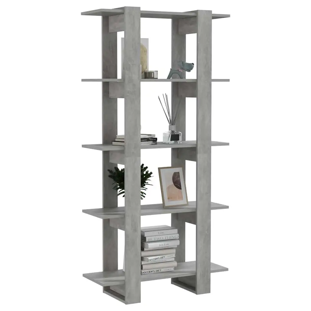 Book Cabinet Engineered Wood Storage Shelving Unit Grey 80x30x160cm