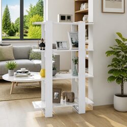 Book Cabinet Room Divider High Gloss White Storage Shelving Unit 80x30x123.5cm