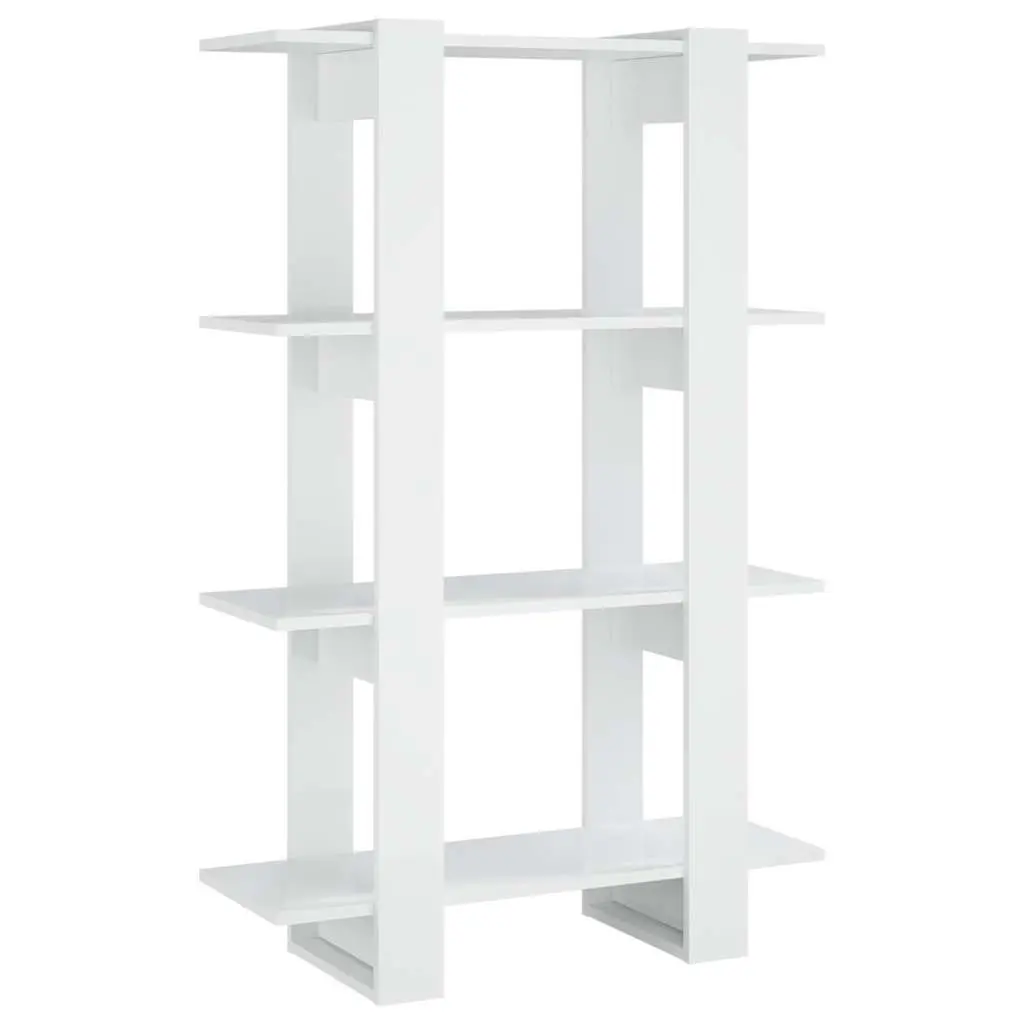 Book Cabinet High Gloss White Storage Shelving Unit 80x30x123.5cm
