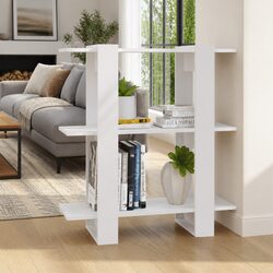 White Wooden Book Cabinet Standing Shelf Room Divider Storage Organizer Bookcase