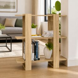 Book Cabinet Room Divider Wooden Shelf Storage Organizer Brown Hallway Living