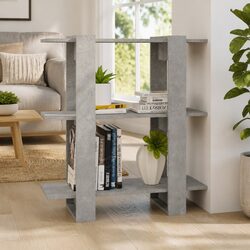 Book Cabinet Room Divider Grey Wooden Storage Shelving Unit 80x30x87 cm