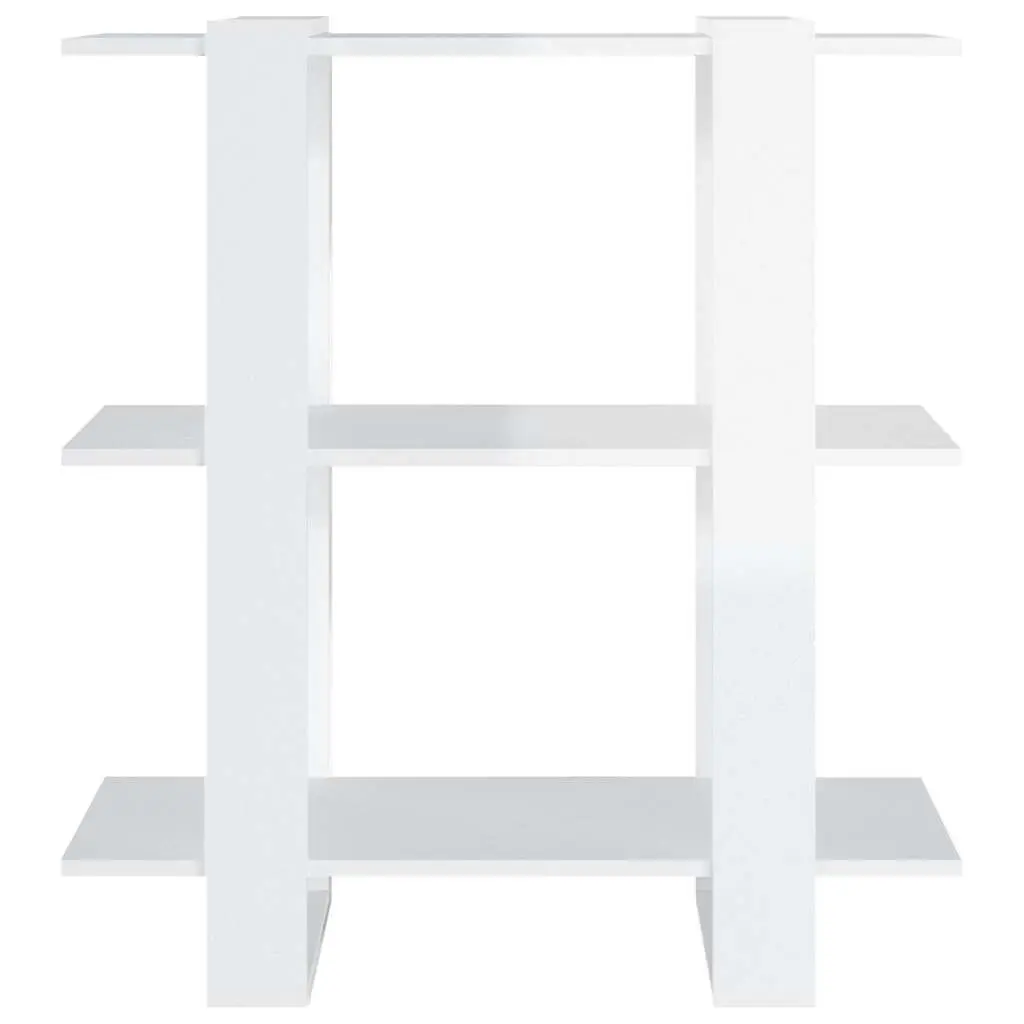 Wooden Book Cabinet High Gloss White Room Divider Storage Bookshelf 80W x 30D x 87H cm