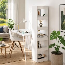 Book Cabinet Room Divider White Storage Bookshelf Organiser Standing Shelf