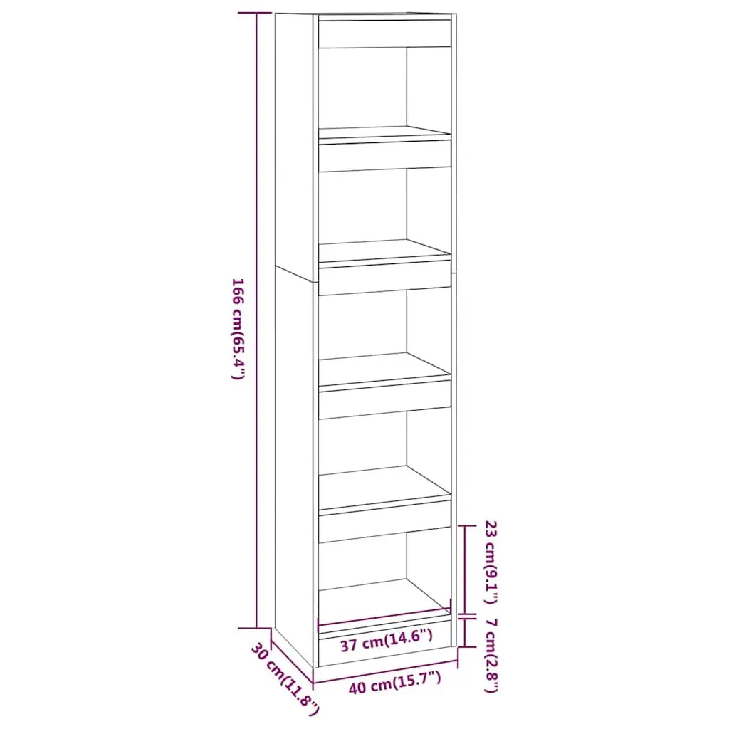 Bookshelf Room Divider High Gloss White Storage Unit 40x30x166 cm