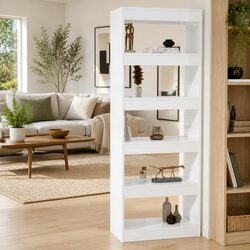 Book Cabinet Room Divider High Gloss White 60x30x166cm Wooden Shelving Storage