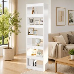 White Wooden Book Cabinet Room Divider Storage Shelf Organizer 60x30x198cm