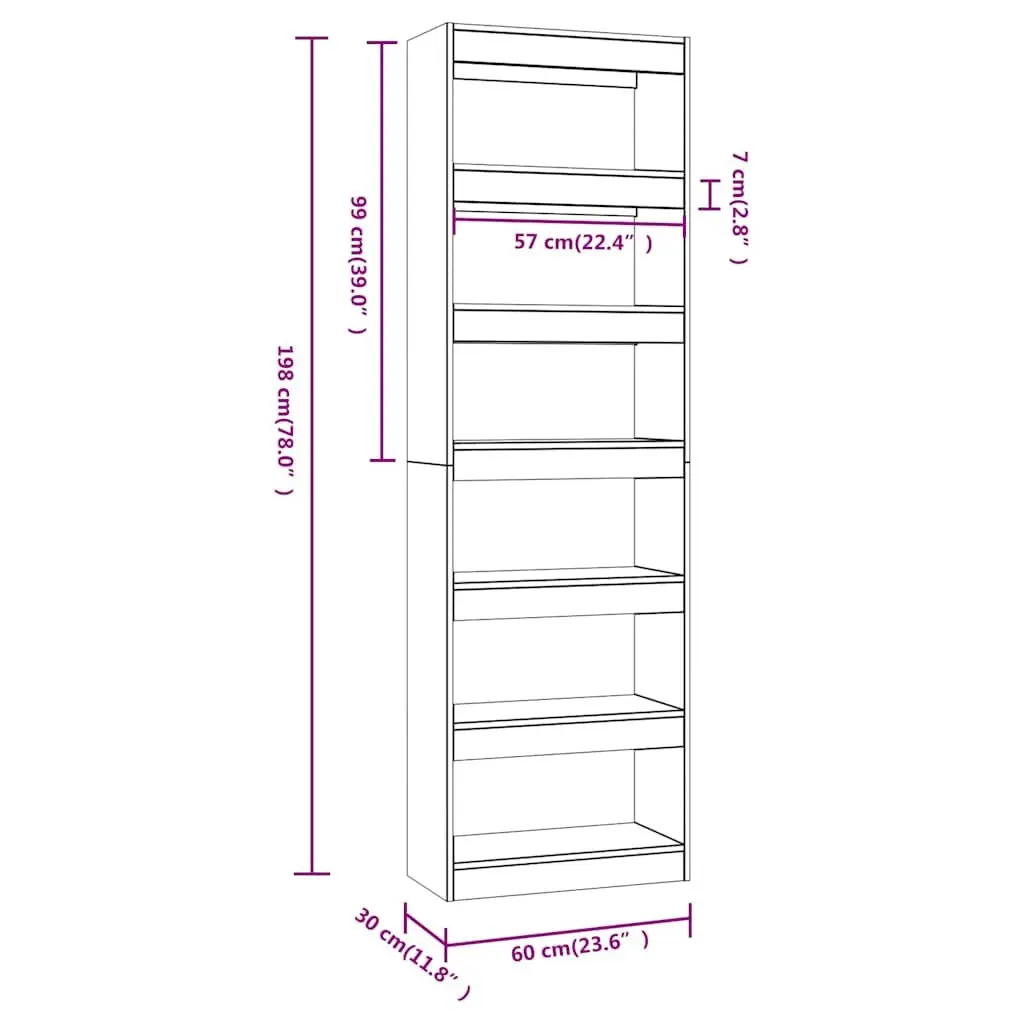 Book Cabinet Room Divider Shelving Unit Storage Grey 60x30x198cm