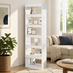 Book Cabinet Room Divider High Gloss White Tall Storage Bookshelf Shelving Unit