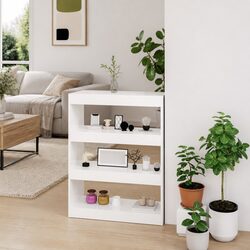 Book Cabinet Room Divider White High Gloss Storage Shelving Unit 80x30x103cm