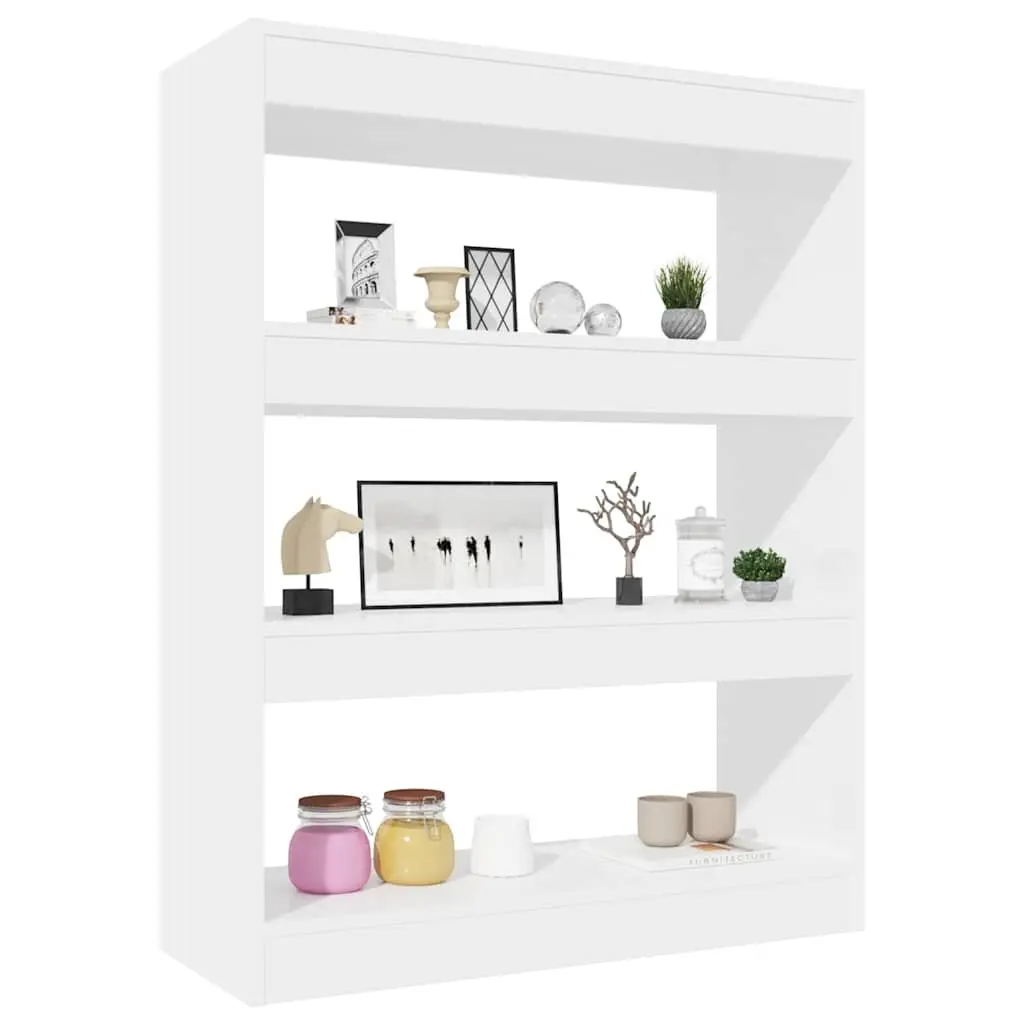 Book Cabinet Room Divider High Gloss White 80x30x103cm