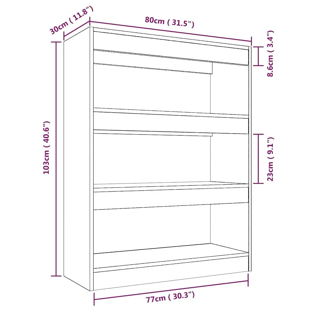 Book Cabinet Room Divider High Gloss White 80x30x103cm
