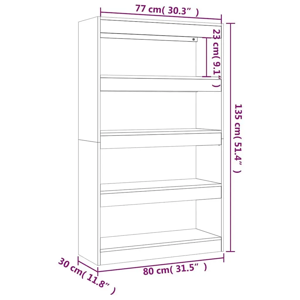 Wooden Book Cabinet Room Divider Storage Organiser 80cm Black