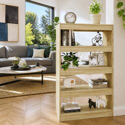 Book Cabinet Room Divider Storage Shelf Engineered Wood Brown 80x30x135 cm