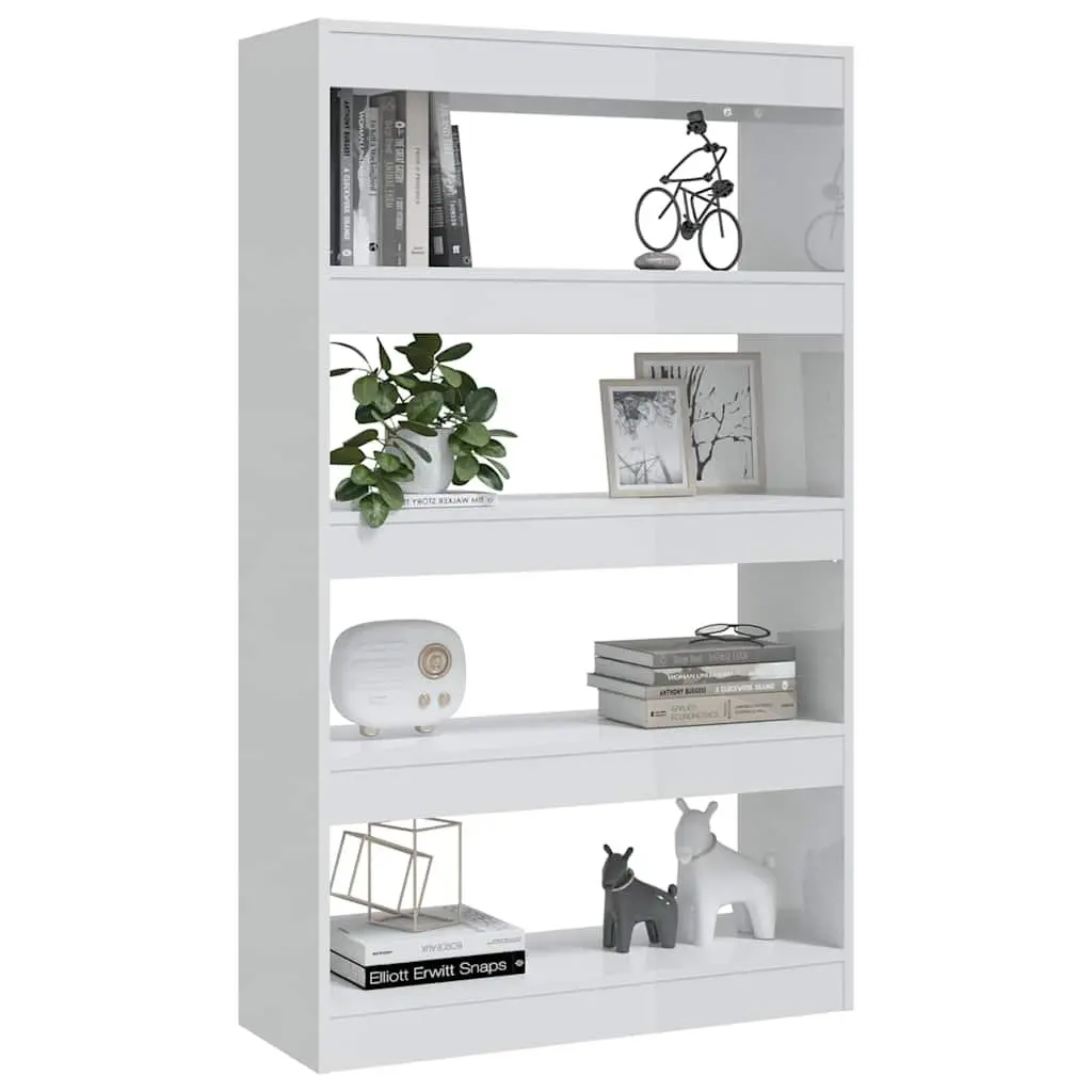 Book Cabinet Room Divider High Gloss White Shelving Unit